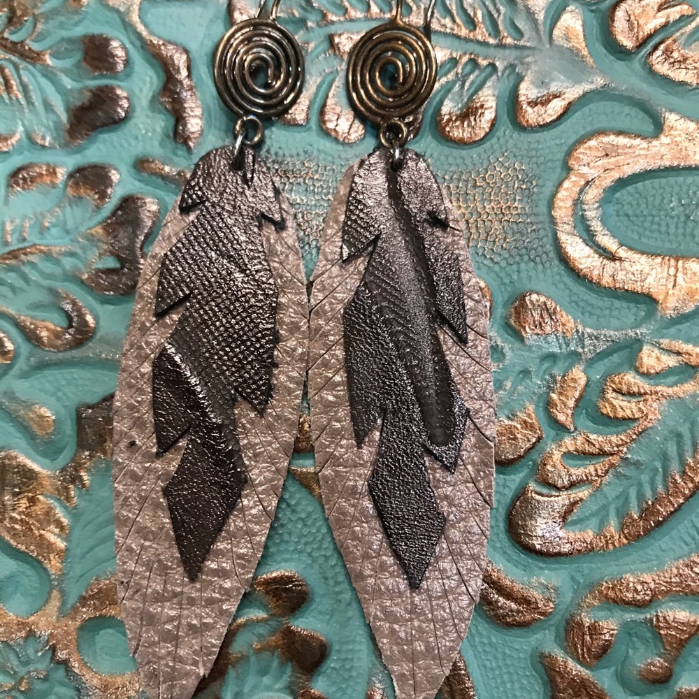 NWT Custom Handmade Leather Earrings from J-LAR